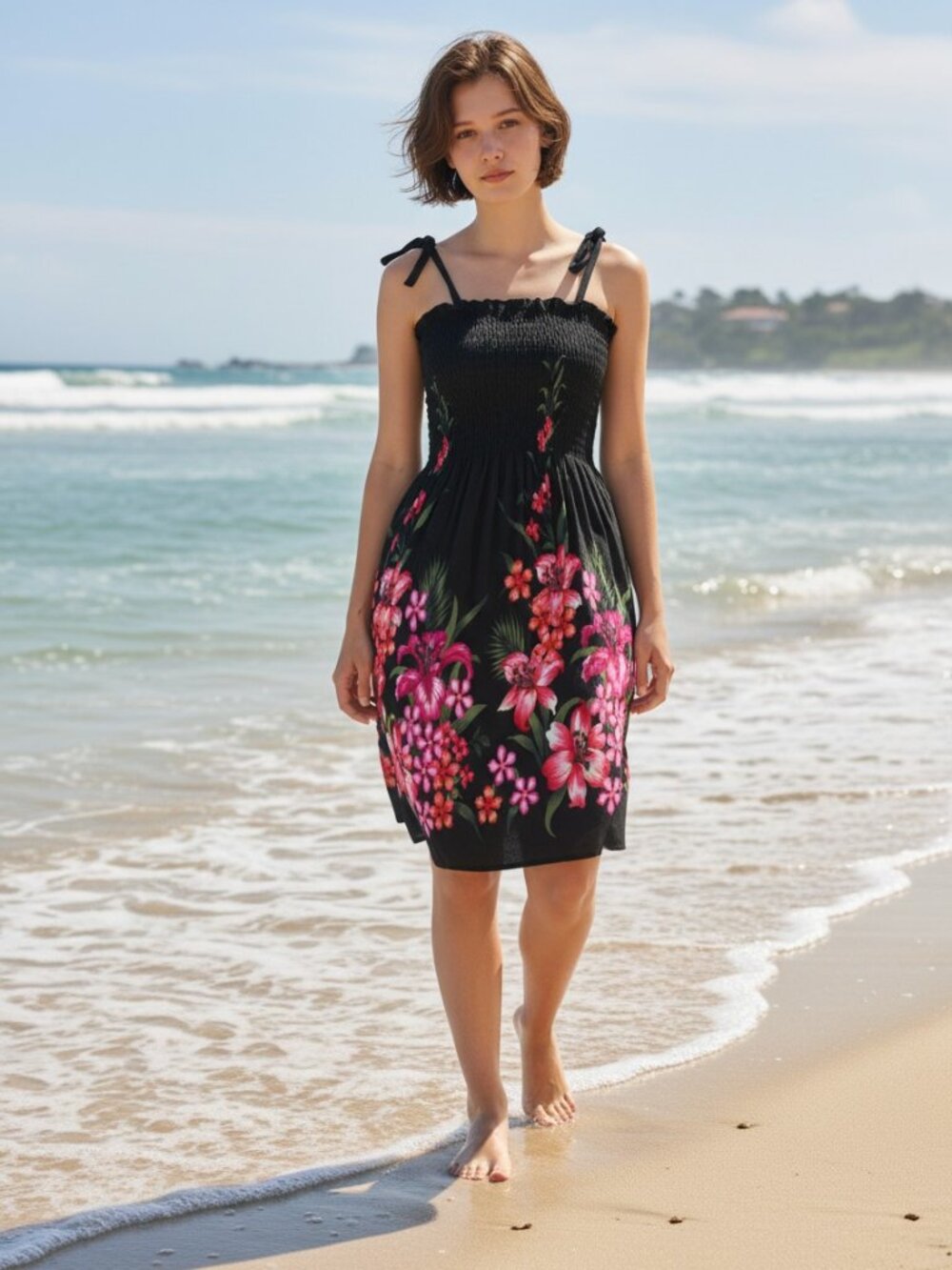 Hibiscus Collection Hawaiian Tube Dress Dark Floral One SIze Fits Most